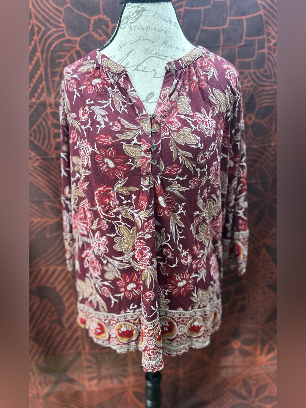 Lucky Brand Wine Floral Paisley‎ Tunic